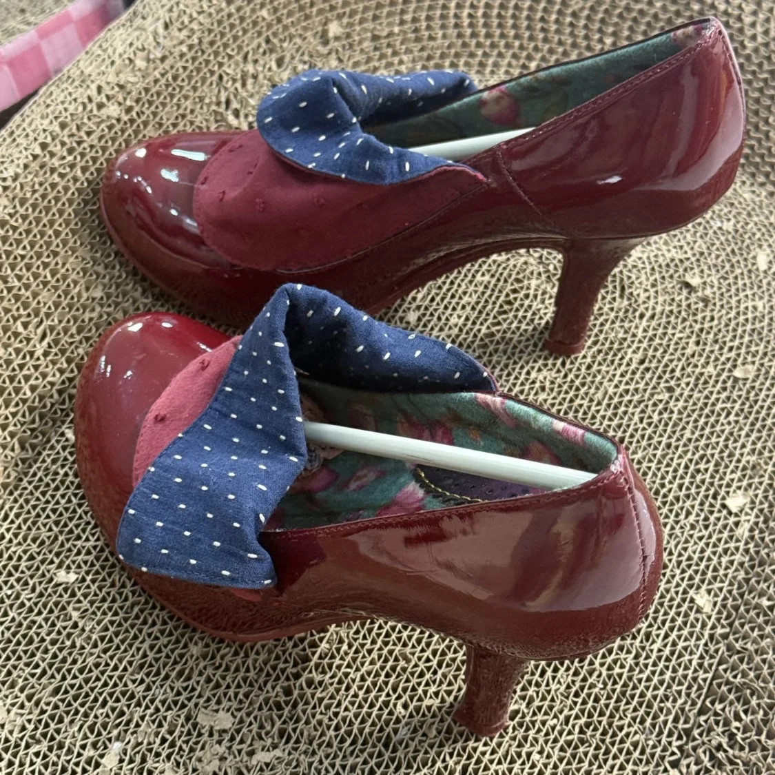Retro Polka Dot Flip High Heels Women's Early Spring New Temperament Ballet style block heel shallow single shoes