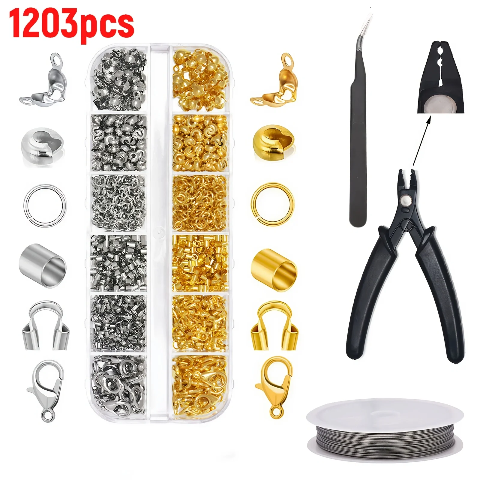 1203 Pieces/Set, 1 Tool Kit for Jewelry Making, DIY Bead Wire Bracelet, Necklace, Keychain Accessories for Jewelry Making