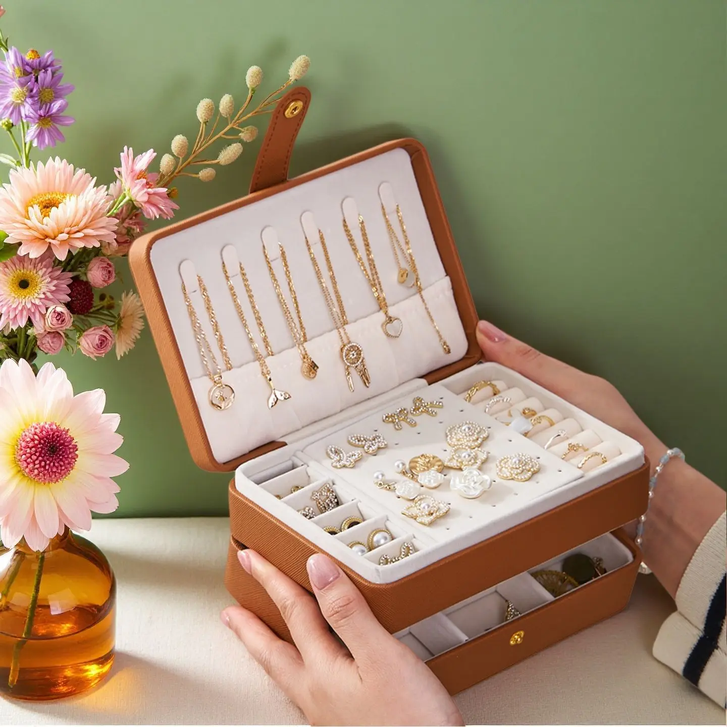 Portable Jewelry Storage Box 2026 New High-end Exquisite Large Capacity Travel Jewelry Bag Jewelry Box Organizer