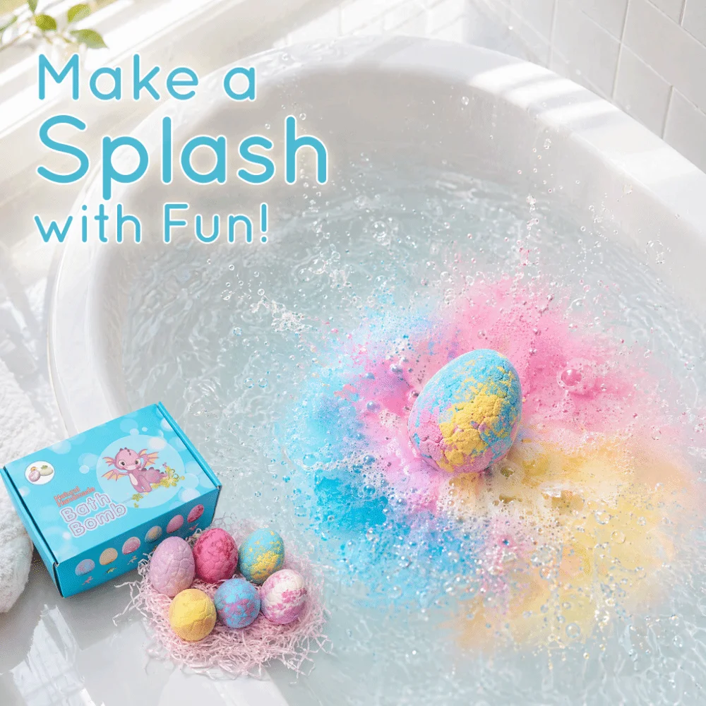 Practical Bath Salt Bath Colorful Dinosaur Egg Shaped Bath Salt Ball Relaxing Color Changing Fizzy Bath Gift