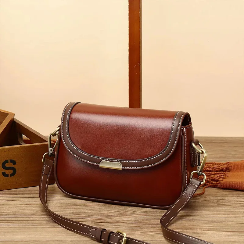 High Quality 2023 New Cowhide Leather Shoulder Bag Genuine Leather Ladies Crossbody Small Square Bag Woman Casual Handbag Luxury