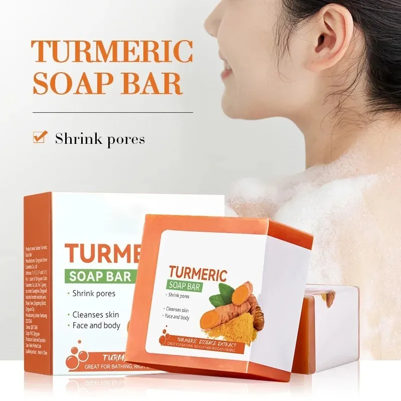 Natural Turmeric Soap Bar Skin Brightening Remover Acne Face Wash Body Cleanser Pore Minimizer for Glowing Skin All Types