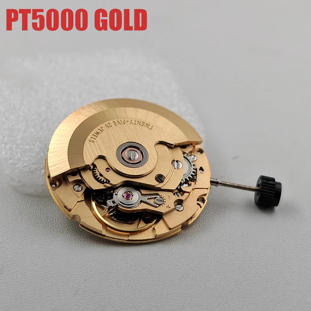 Genuine HK PT5000 Automatic Mechanical Movement High Accuracy 25 Jewels Golden PT5000 Movement White 3H Date Modification Parts