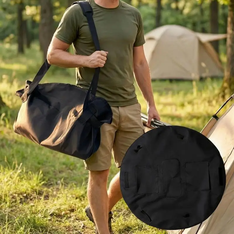 2 In 1 Convertible Round Picnic Mat Tote Bag 100cm Large Capacity Shoulder Bag For Camping Beach Park Outdoor Travel