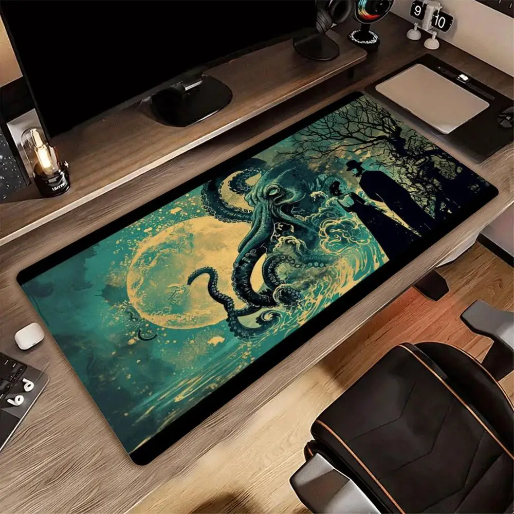 XXL Gaming Mousepad Cthulhu Octopus Deep Sea Gothic Monster Art Deskmat Overlocked Rubber Keyboard Mat PC Gaming Accessories