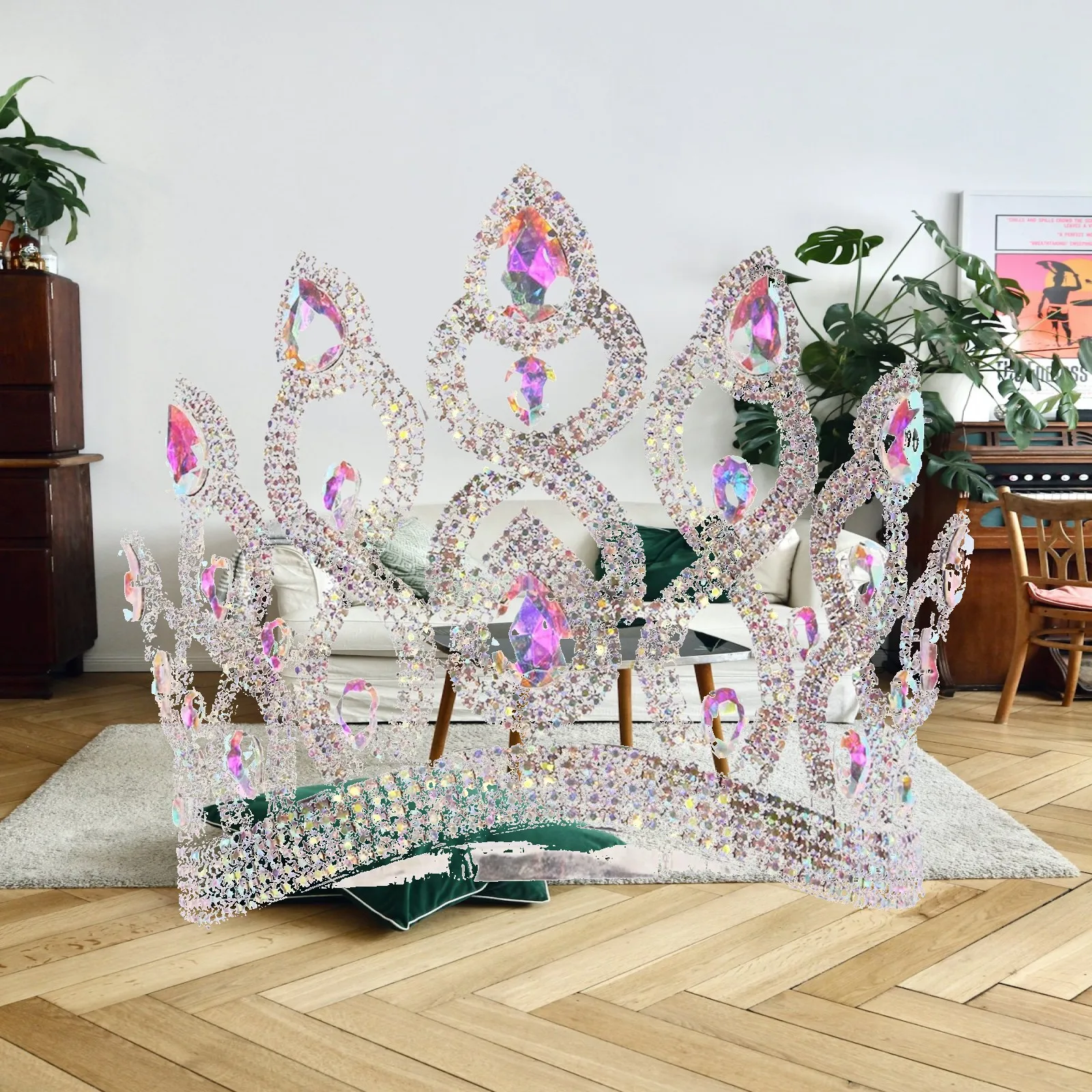 Rhinestone Bridal Crown Headpiece for Women Wedding Tiara Headband Crystal Hair Jewelry for Bride Ceremony Party Wear