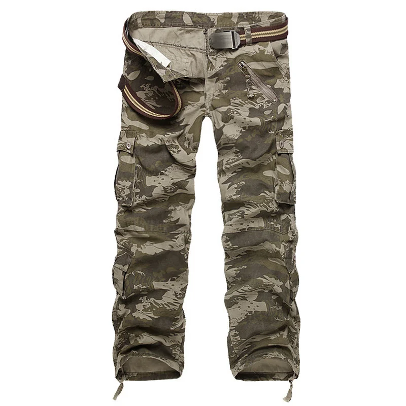 Men Cargo Pants Camouflage Trousers Military Pants for Man 7 Colors Streetwear Joggers Men Pants Straight Trouser No Belt