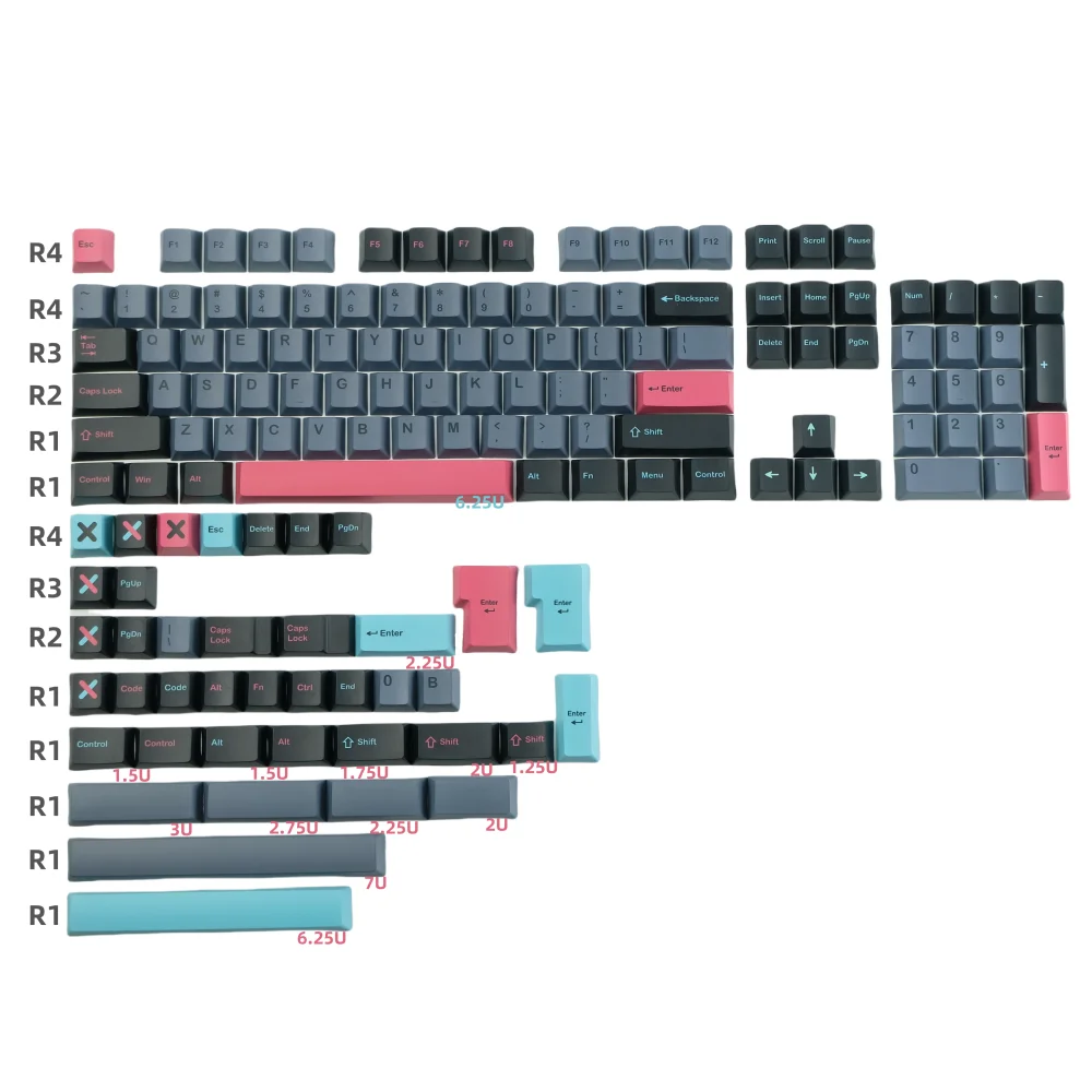 142 Keys GMK 8008 Keycaps PBT Full Sets DYE Subbed Cherry Profile 2.75u 3u 7u Spacebar Key Cap For Mx Switch Mechanical Keyboard