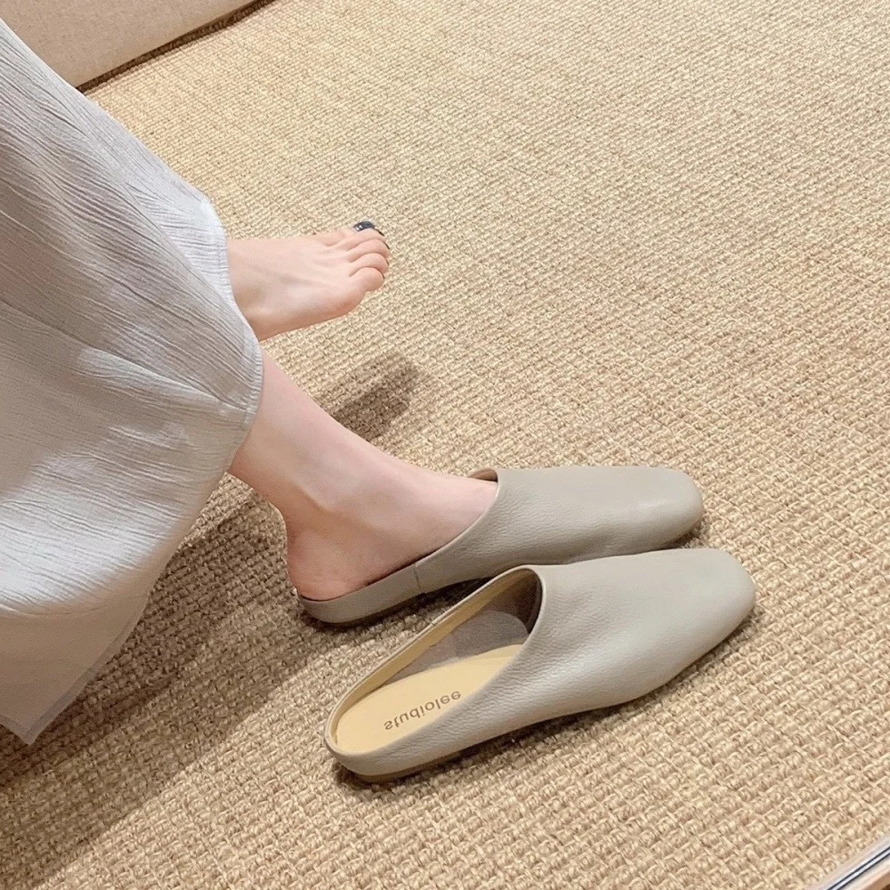Lady Square Toe Sheepskin Loafers | Casual Flat Shoes | Comfortable Everyday Walking Shoes