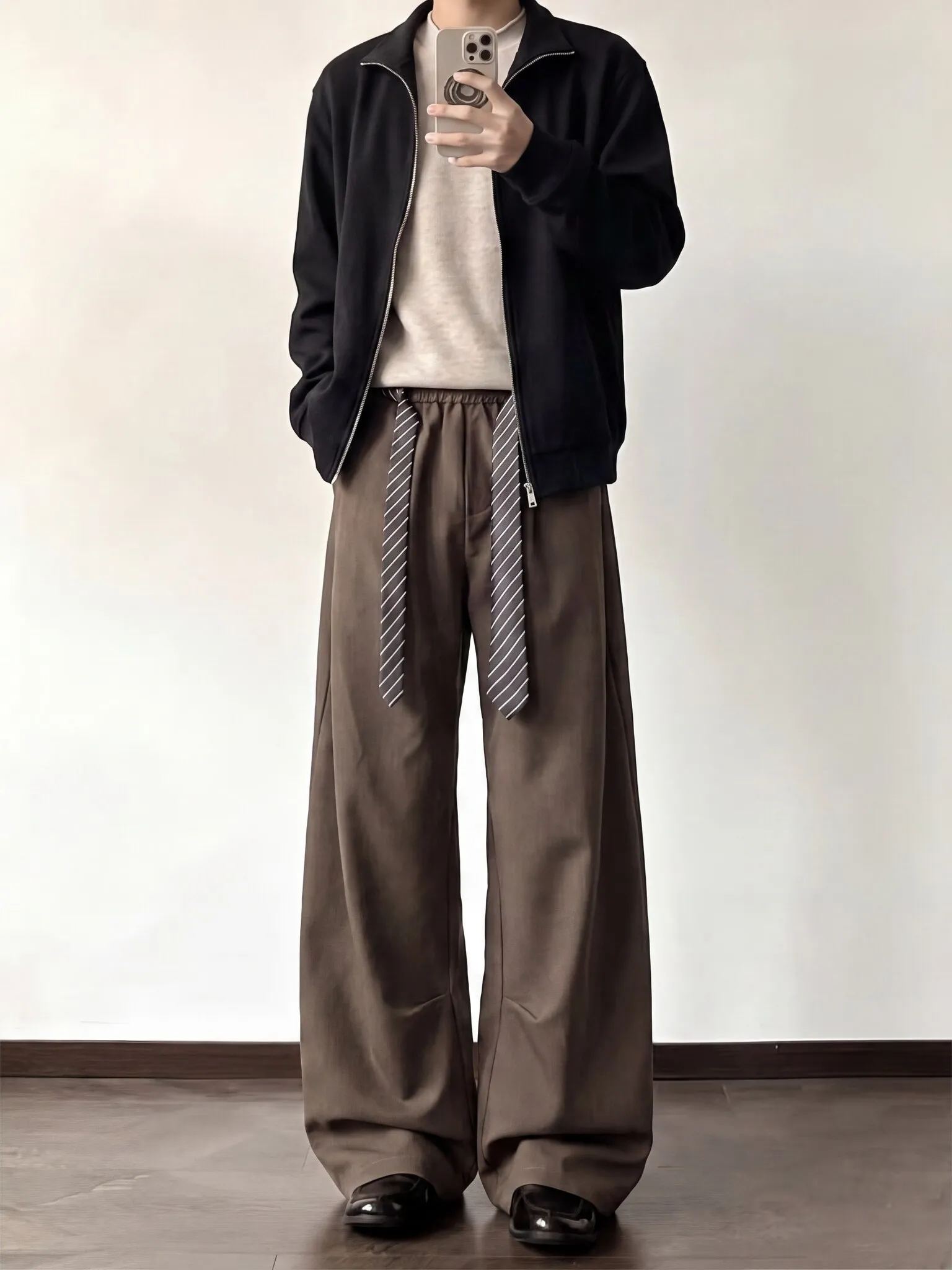 Casual Wide Leg Men's Pants Autumn American Retro Pleated Knife  Loose Flared Trousers Cleanfit Straight Cut Casual Pants