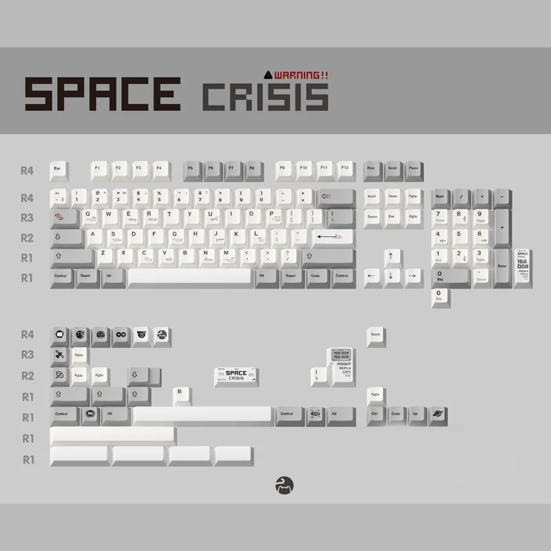 Space Crisis Keycap Mechanical Keyboard Keycap 142 Keys Cherry Profile DYE Subbed PBT Full Sets For GH60 GK61 64 68 75 84 87 104
