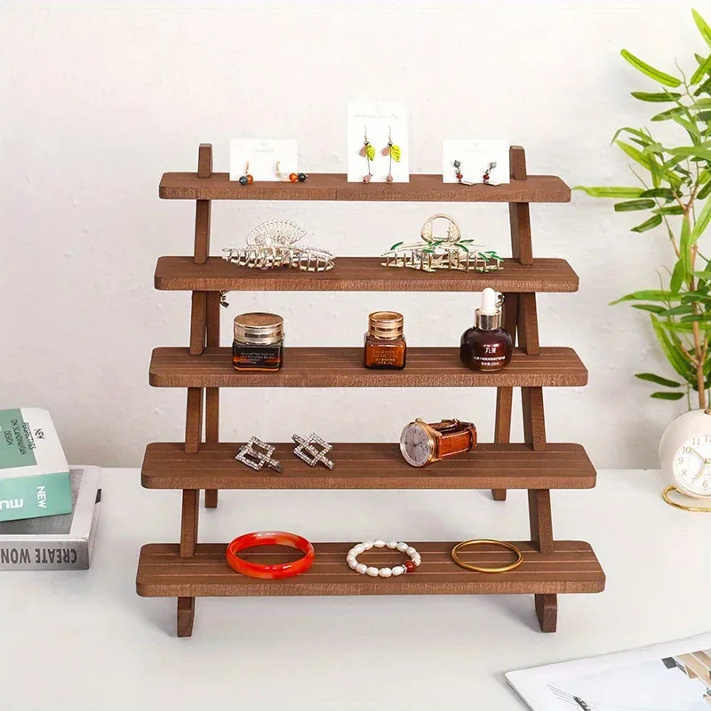 Multi-Purpose Antique Wooden Stand - Displays Jewelry, Desserts, Perfect for Home & Shop, Classic Decorative Accent 