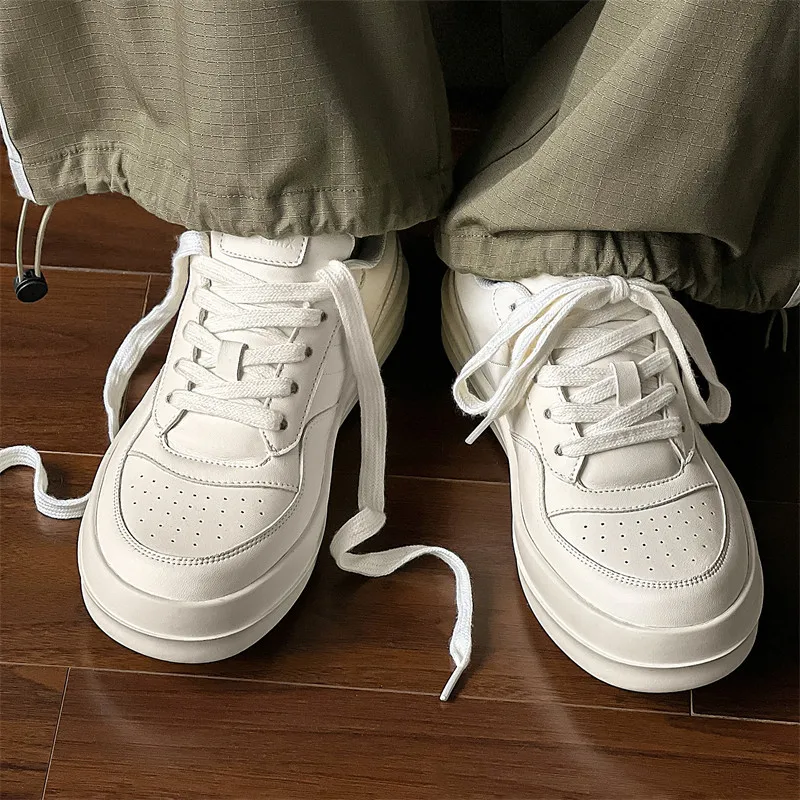 Men Minimalist Chunky Platform Puffy Skate Shoes Breathable Lightweight Casual Office Street Sneakers
