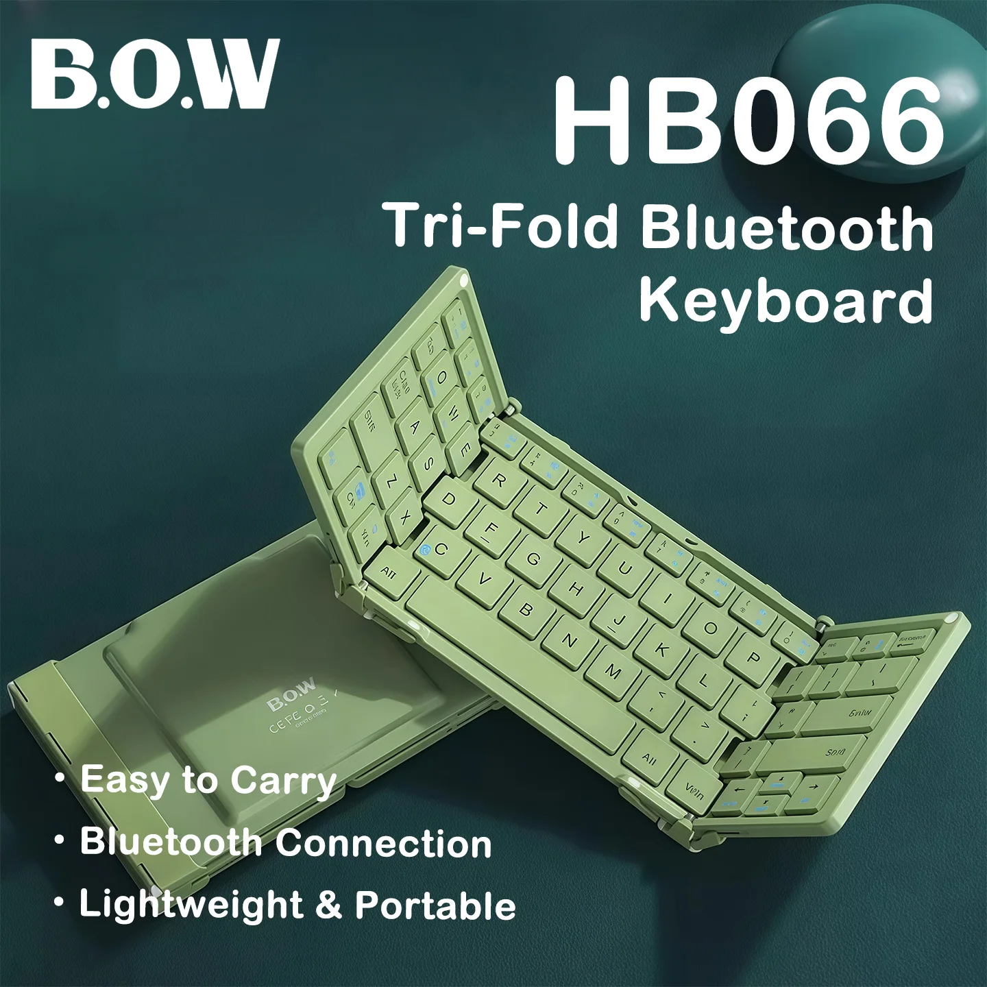 BOW HB066 Triple Folding Bluetooth Keyboard 64 Keys Single Bluetooth Portable Keypad No Numpad For iPad Phone Laptop
