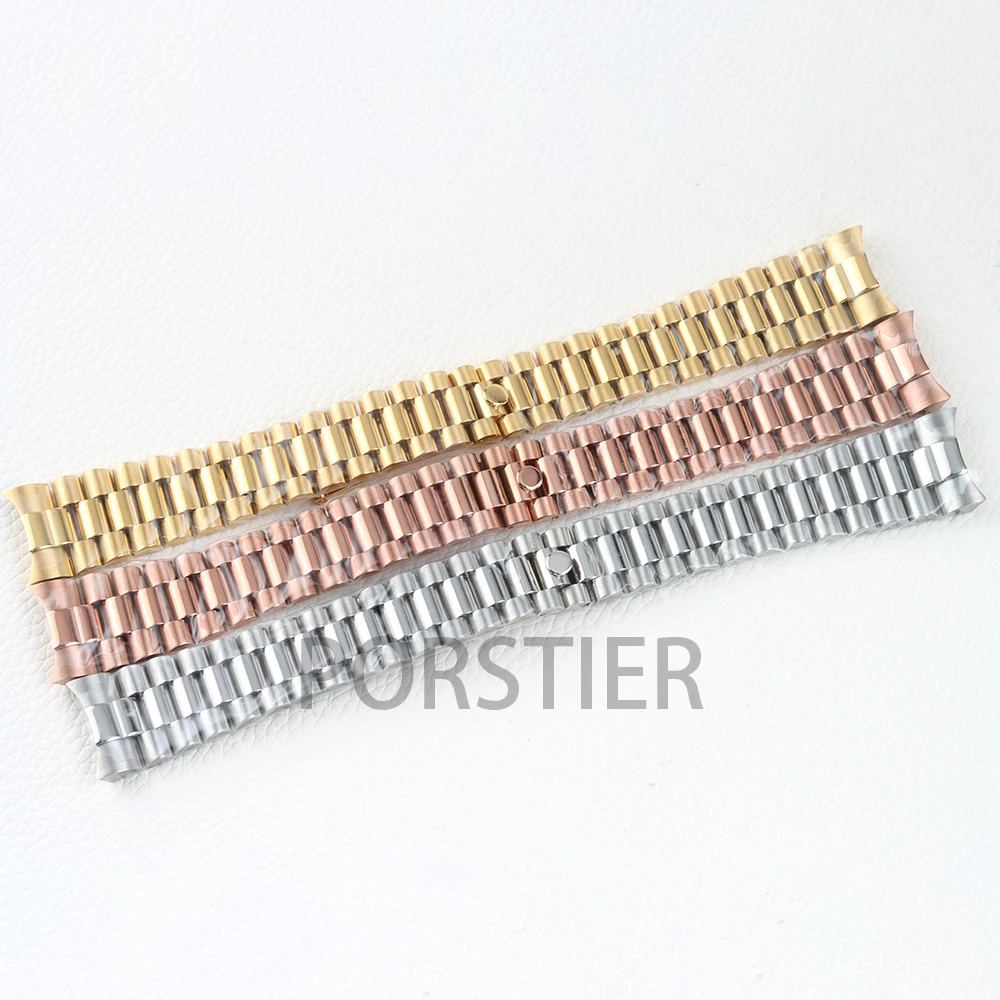 20mm Presidential Bracelet Solid 316L Stainless Steel PVD Rose Gold/Gold Watchband for Datejust Sub Gmt Watch Case Accessories
