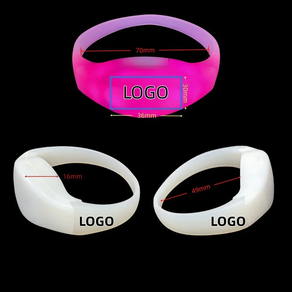 Remote-controlled LED bracelet with DMX function, customizable luminous bracelet for bars concerts weddings and parties.