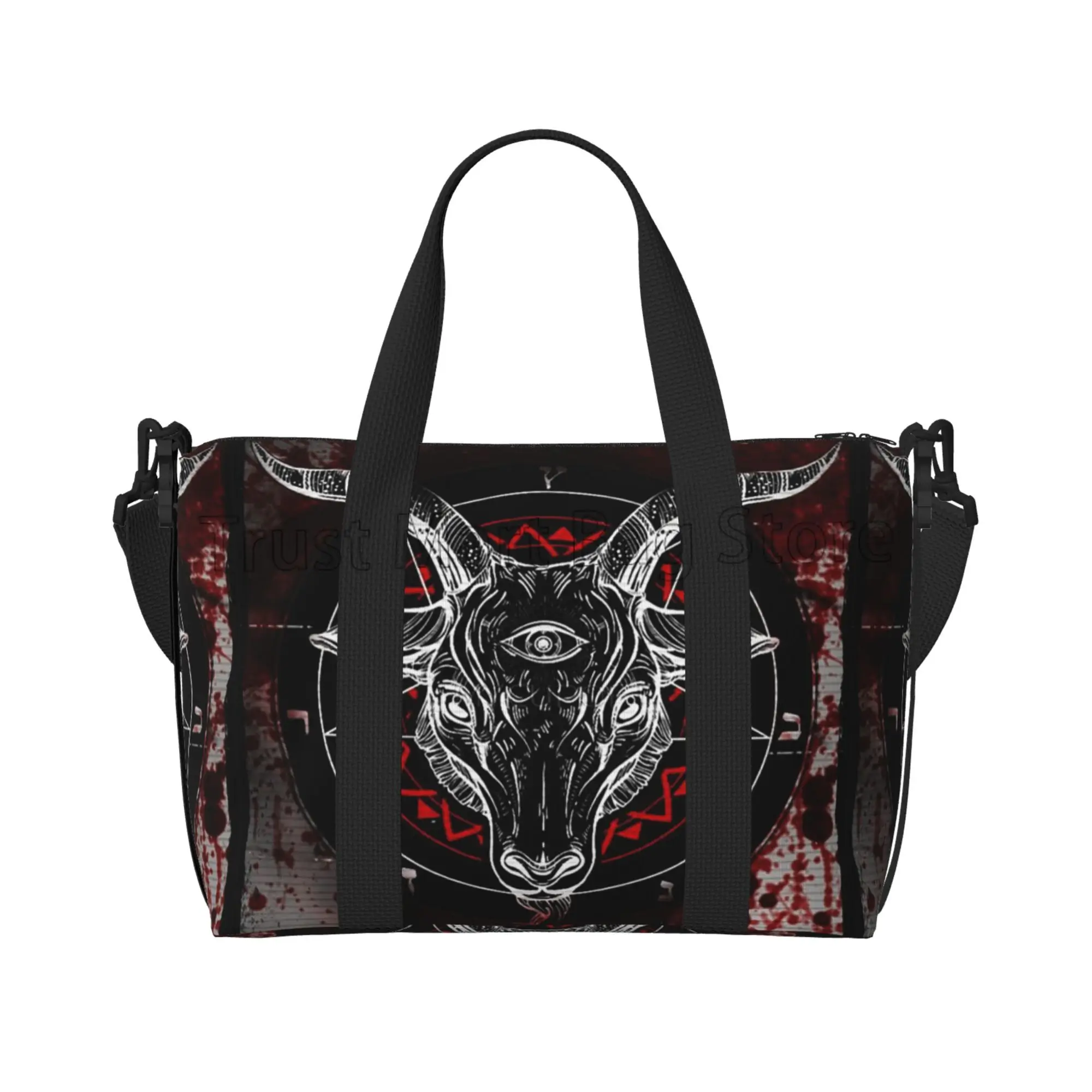 Gothic Art Goat Head Travel Duffel Bags Unisex Waterproof Luggage Bag Portable Handbags Carry on Tote Bag for Sports Gym Yoga