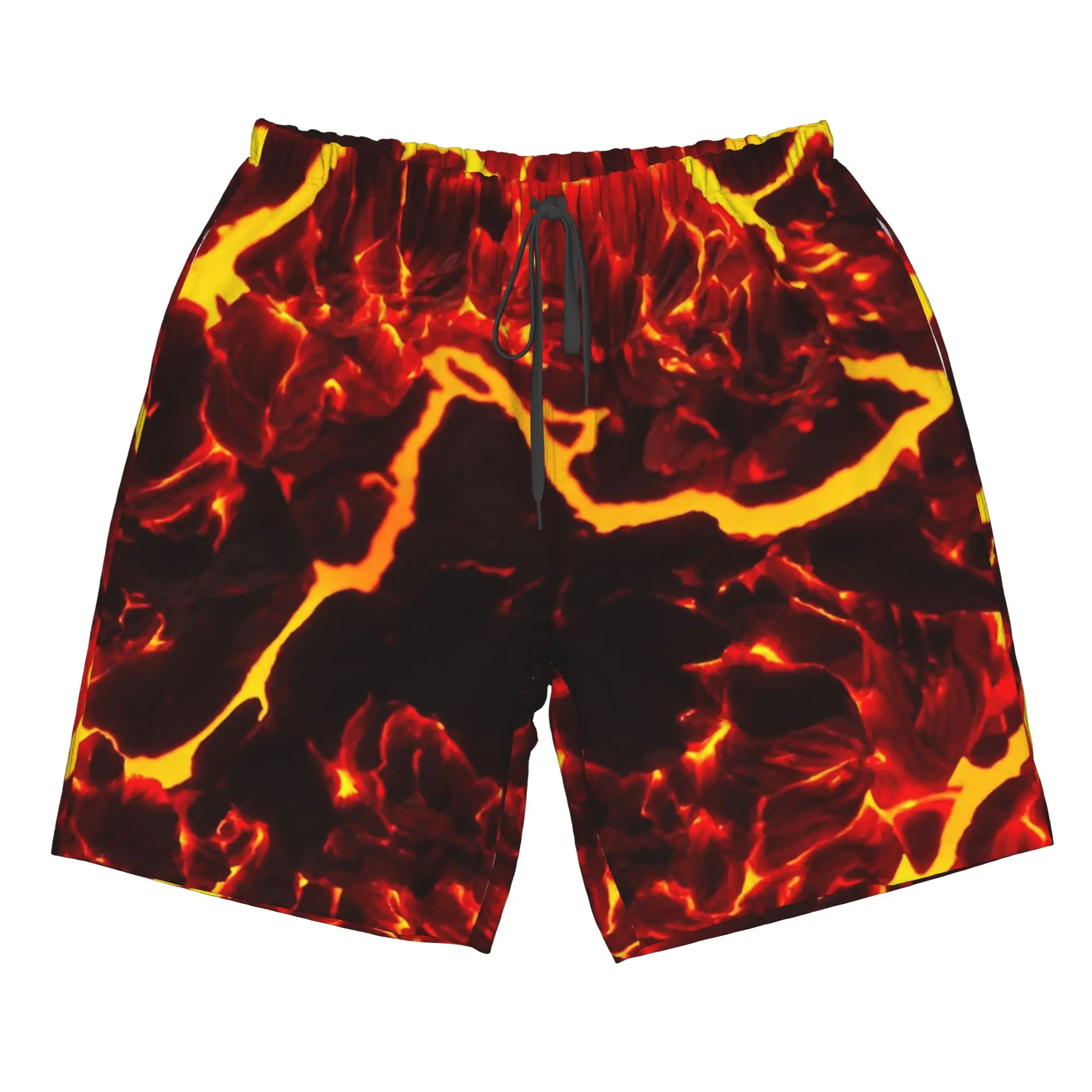 Volcanic Lava Print Trunks Beach Board Shorts Casual Quick Dry Swim Summer Men Pants
