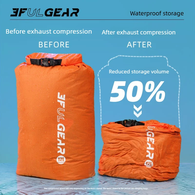 Waterproof Bag Compact Travel Bag Waterproof Organizer River Drift Pouch Exhaust Dry Bag Travel Backpack Pouch Waterproof