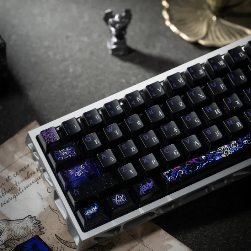 77PCS Laser Keycap Set Custom PC PBT Sublimation Cherry Profile Keyboard Caps for Mechanical Keyboard Accessories