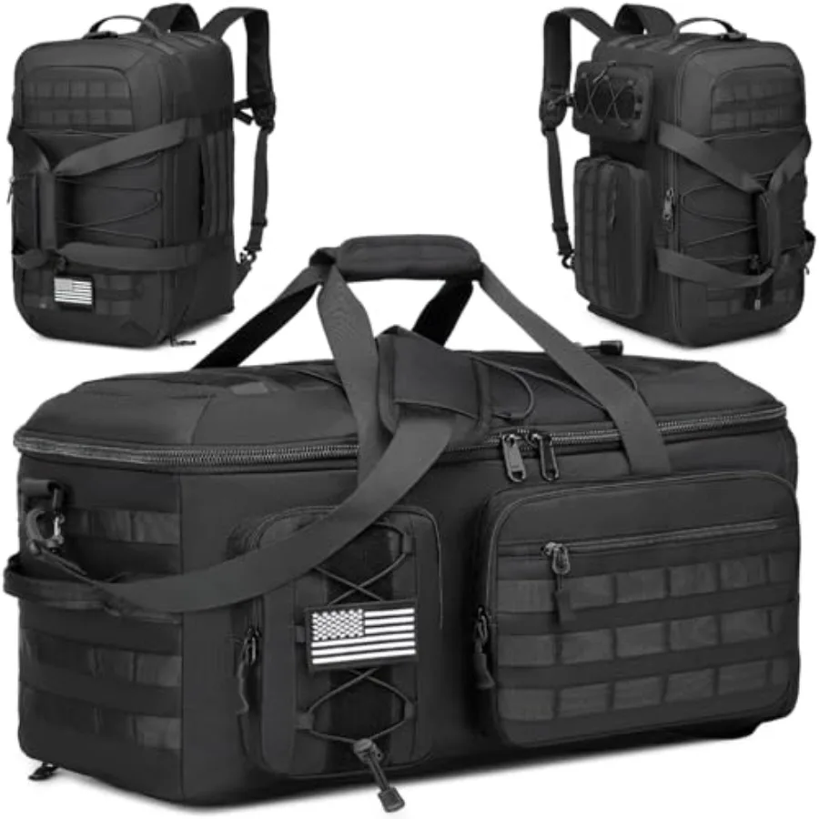 Gym Bag for Men and Women, 3-in-1 Duffle Bag for Travel Sports with Shoe Compartment, Military Tactical Backpack for Overnight