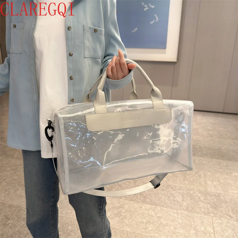Wear Resistant And Durable Jelly Clear bag Luggage Bag  Large Capacity Clear Storage Bags Swim Yoga Fitness Small Sports Bag