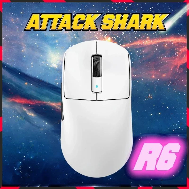 ATTACK SHARK R6 Ultralight 39g Wireless 8K Gaming Mouse, PAW3950MAX Sensor, Nordic 52840, 42K DPI, 2.4G/BT/Wired, for PC/MAC