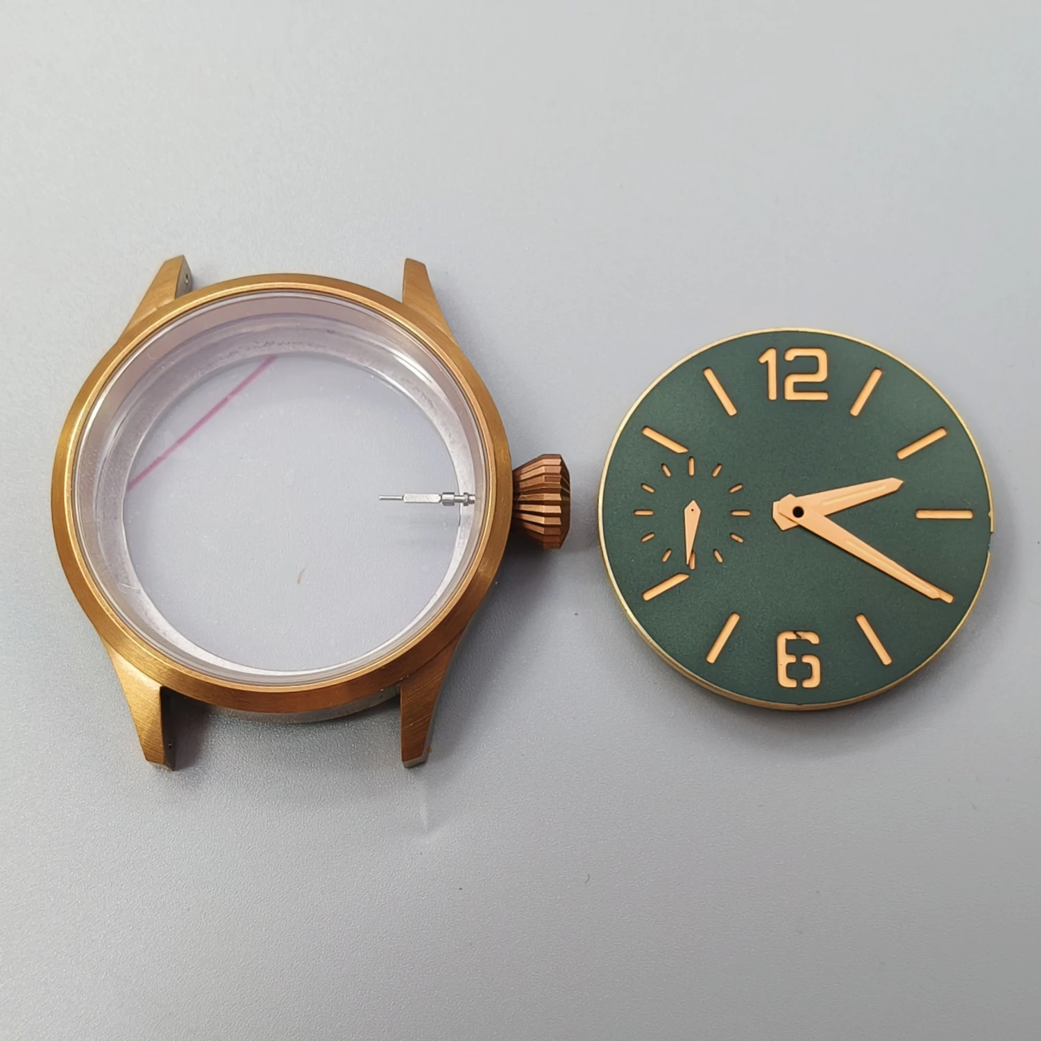 New 44MM Sapphire Crystal Case Add Green Luminous Dial Plus Hands Fit St36 Eta6497 Manual Winding Movement
