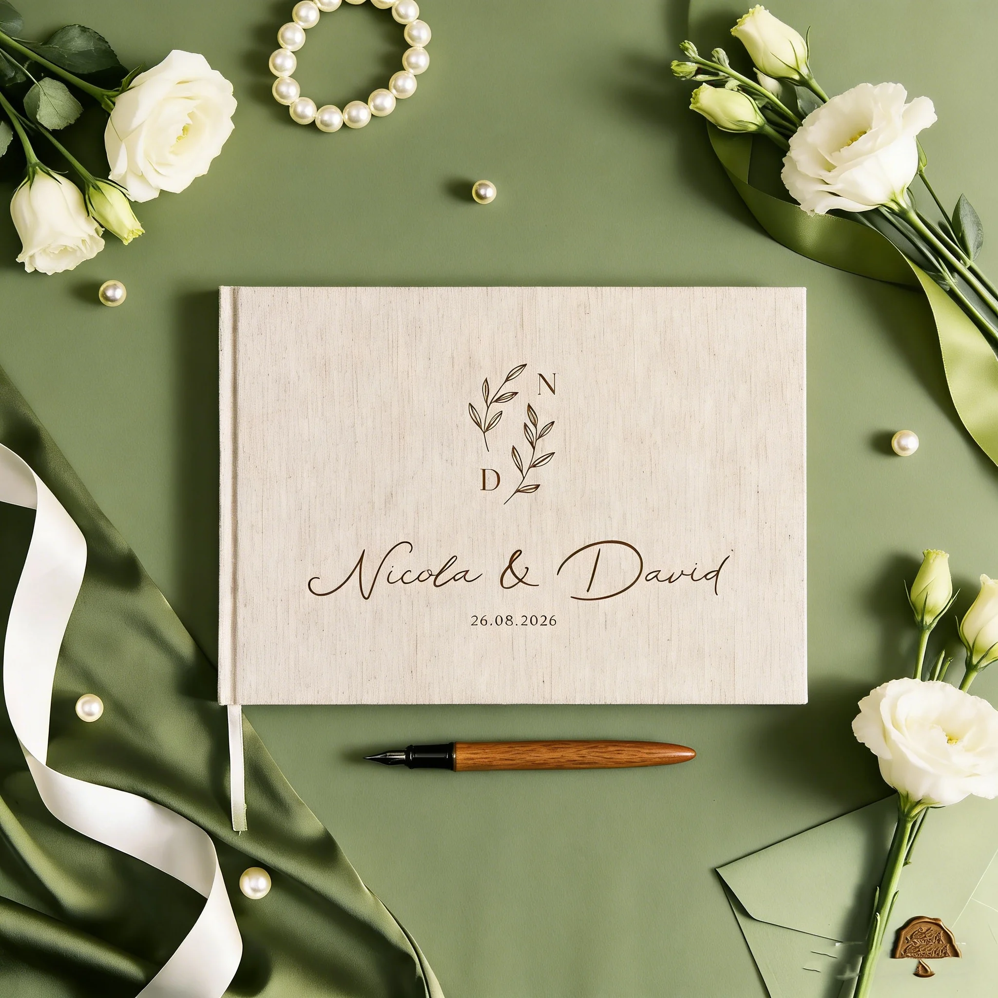 Personalized Wedding Guest Book | Custom Name & Date Reception Guestbook | Elegant Velvet Cover Wedding Scrapbook | Engagement &