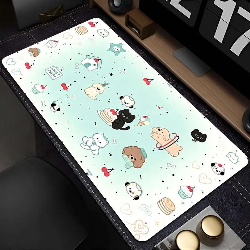 Computer Mouse Pad Gaming Mouse Pad Cute Black Cat Cartoon Desk Mat Gamer Accessories Mint green Mouse Pad XXL Extended Mousepad