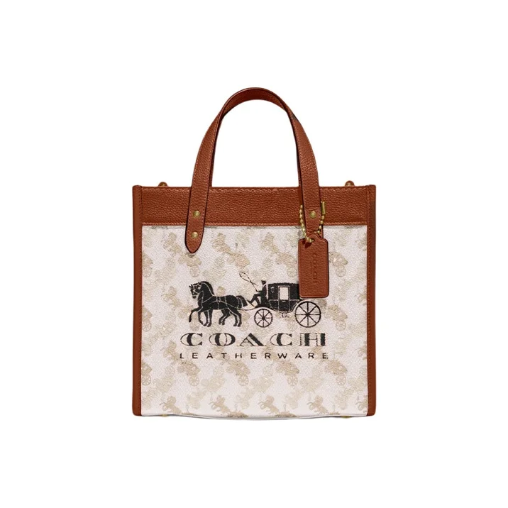 COACH Field Coated Canvas With Leather Handbag Small Women's Brown White Multicolor C8456-B4TXF