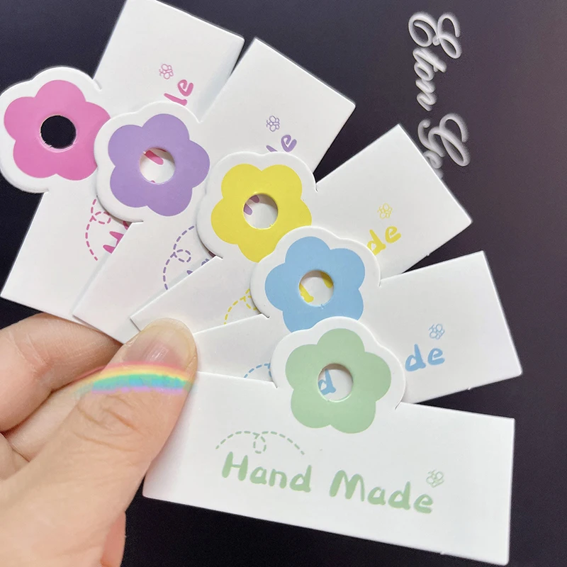 100pcs/Lot Foldable Packaging Paper Cards Colorful Flowers Cards For Handmade Jewelry Retail Hang Tag Flowers Display Cardboard