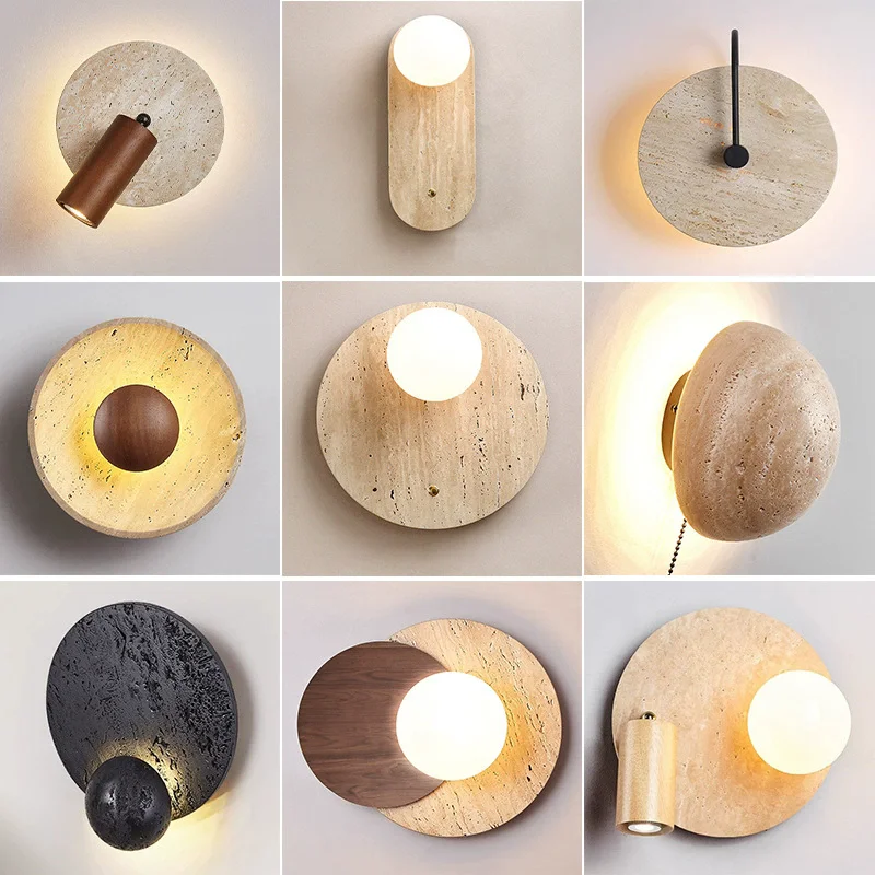 Natural Travertine Stone Wall Lamp Modern Nordic LED Wall Light Indoor Lighting Room Decor Sconces For Bedroom Living Room Hotel