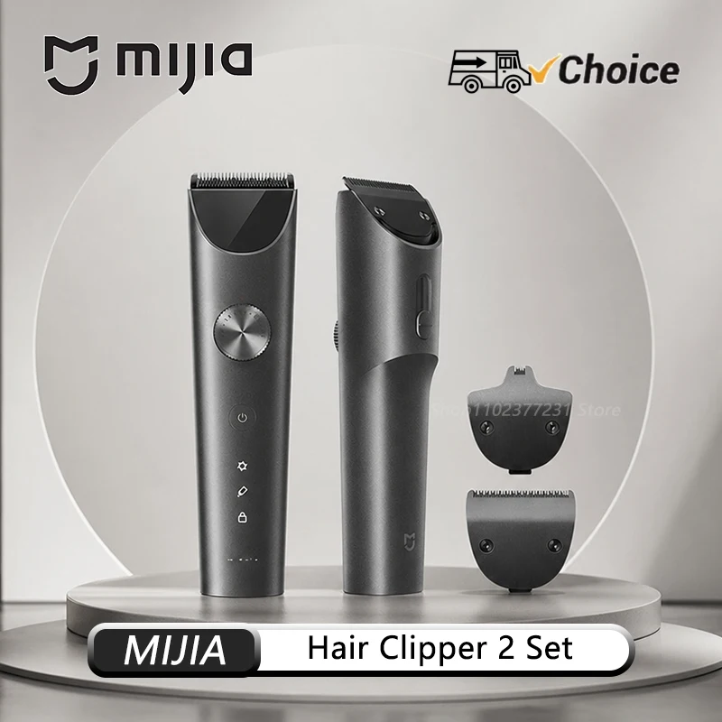 MIJIA Hair Clipper 2 Kit Set Titanium Blade,Cordless Hair Trimmer USB-C IPX7 Waterproof LCD Professional Barber