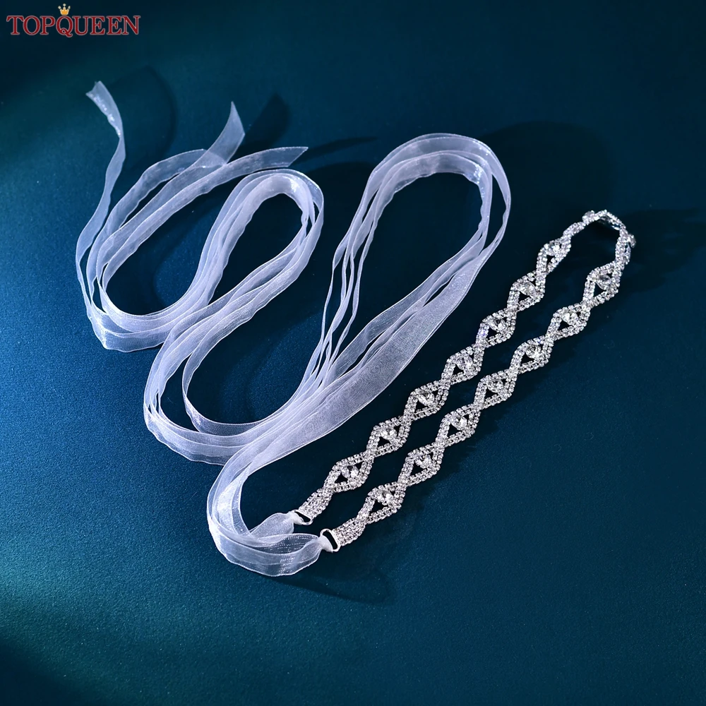 TOPQUEEN New Silver Rhinestone Belt Bridal Accessories Women's Dress Waist  Chain Wedding Belt Banquet Sash S302