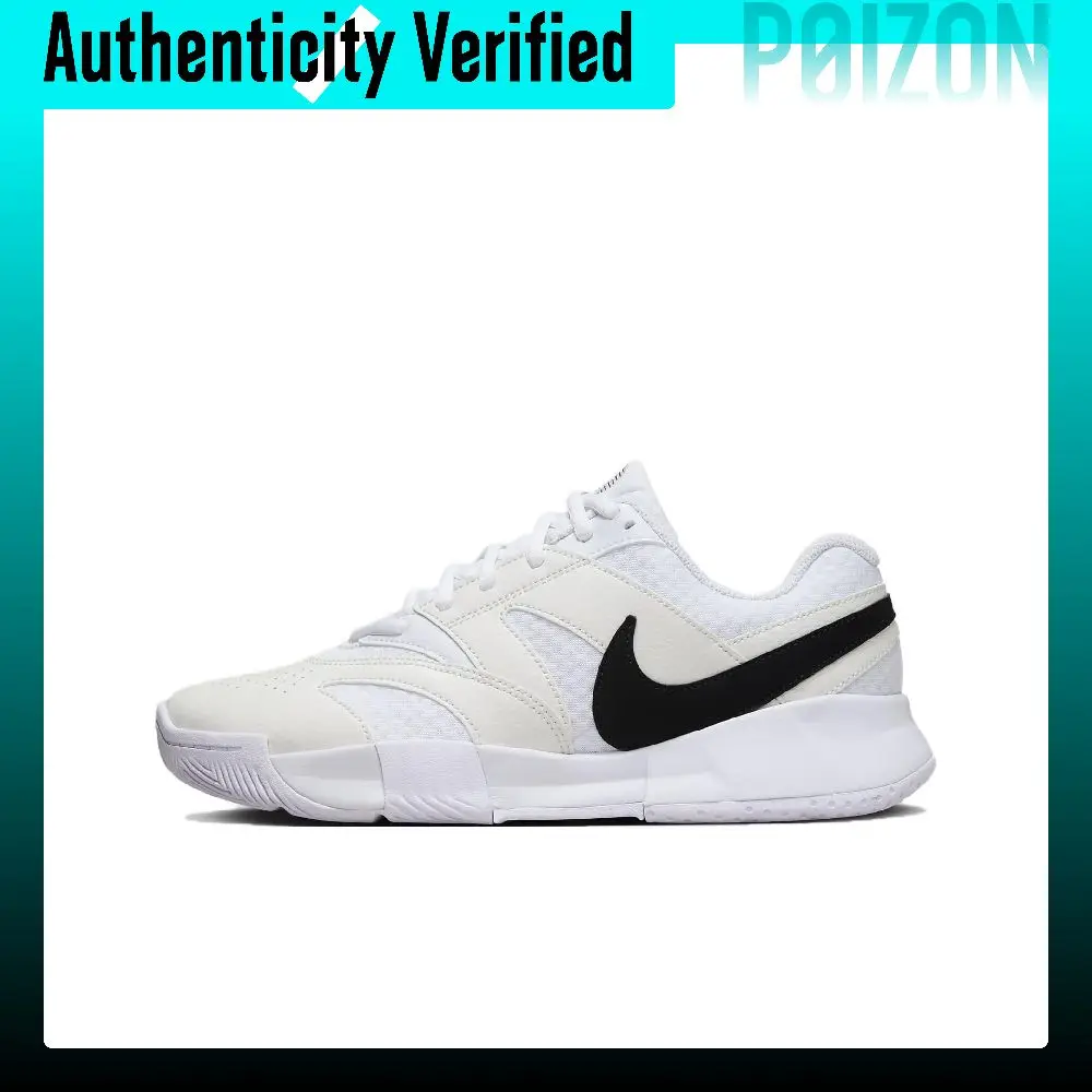 Nike Court Lite 4 Comfortable Low top Tennis Shoes Women's White Black FD6575-100