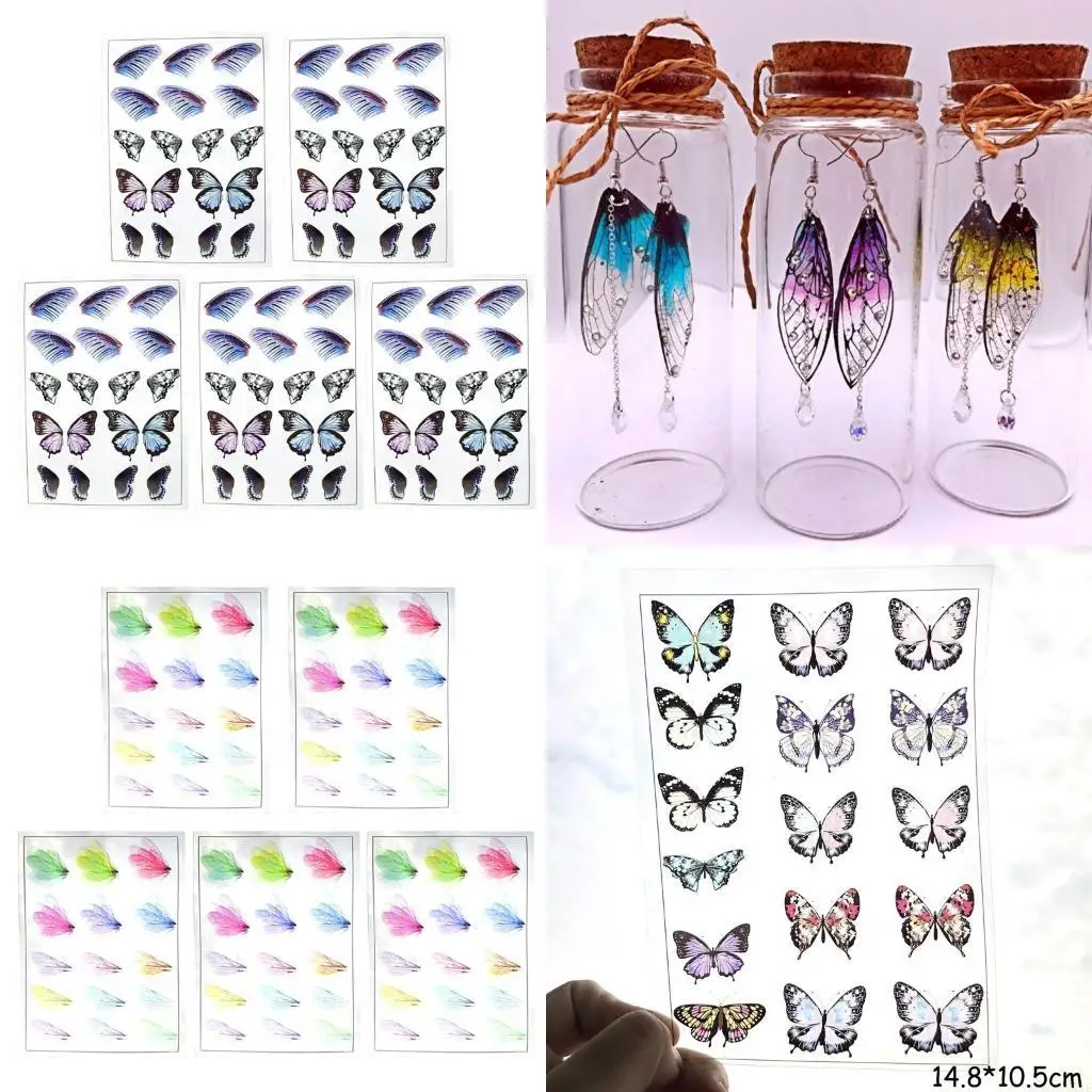 5 Sheets for Butterfly Stickers Art Decorations Crystal Epoxy Resin Mold Filler DIY Crafts Jewelry Making Fillings Material