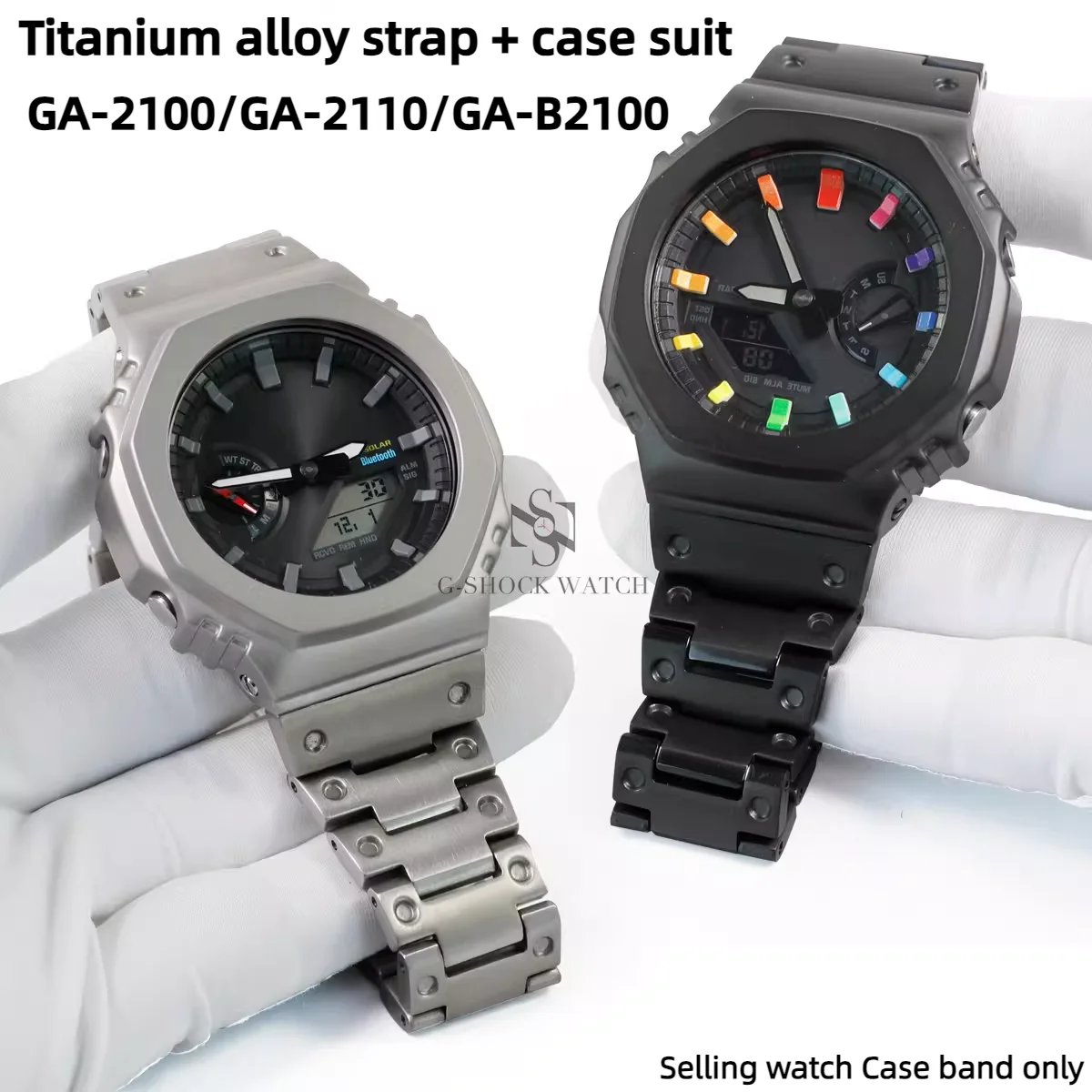 GA2100 Titanium Alloy Case+Strap Mod Kit for Casioak GA-2100 GA2110 GA-B2100 Series Ultra light Titanium Metal Bezel Band parts