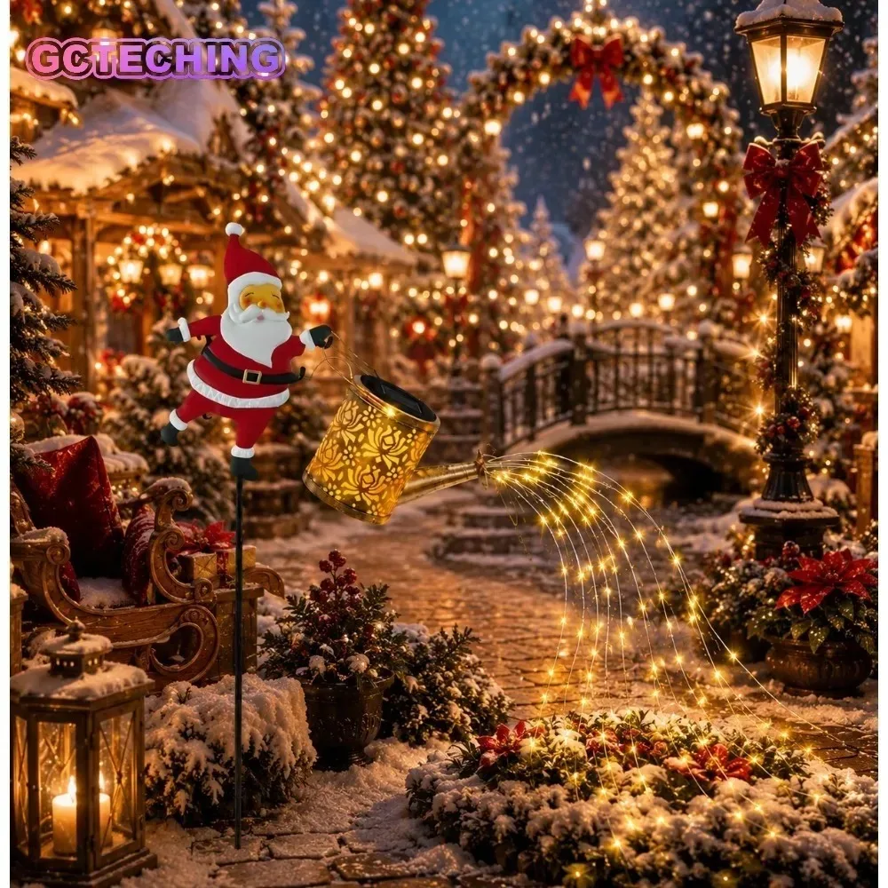Solar Christmas Santa Lantern LED Decorative Light Outdoor Garden Yard Holiday Party Landscape Decor