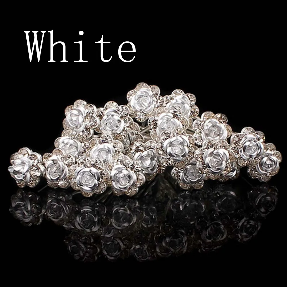 20PCS Jewelry Engagement Bridal Crystal Flower Hairpins Hair Clips Rhinestone