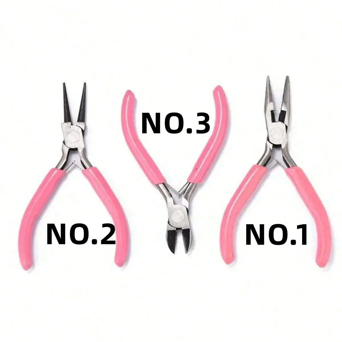 3pcs/1pcs Iron Pink Jewelry Pliers Tool Kit Includes Needle Round Wire Cutter And Curved Nose Pliers For Jewelry Making