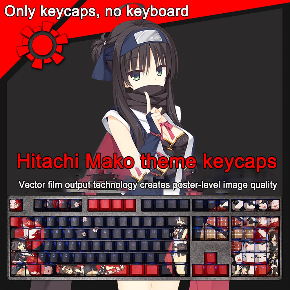 Senren Banka Keycaps Hitachi 108 Keys PBT Dye Subbed Keycaps Cherry Anime Cartoon Gaming Key caps For ANSI 61 87 104 108 Keys