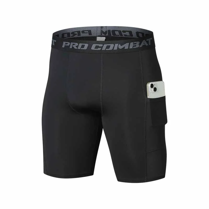 2026 Mens Gym Shorts with Pockets Workout Compression Leggings for Men Polyester Boxer Briefs Running Basketball Athletic Tights