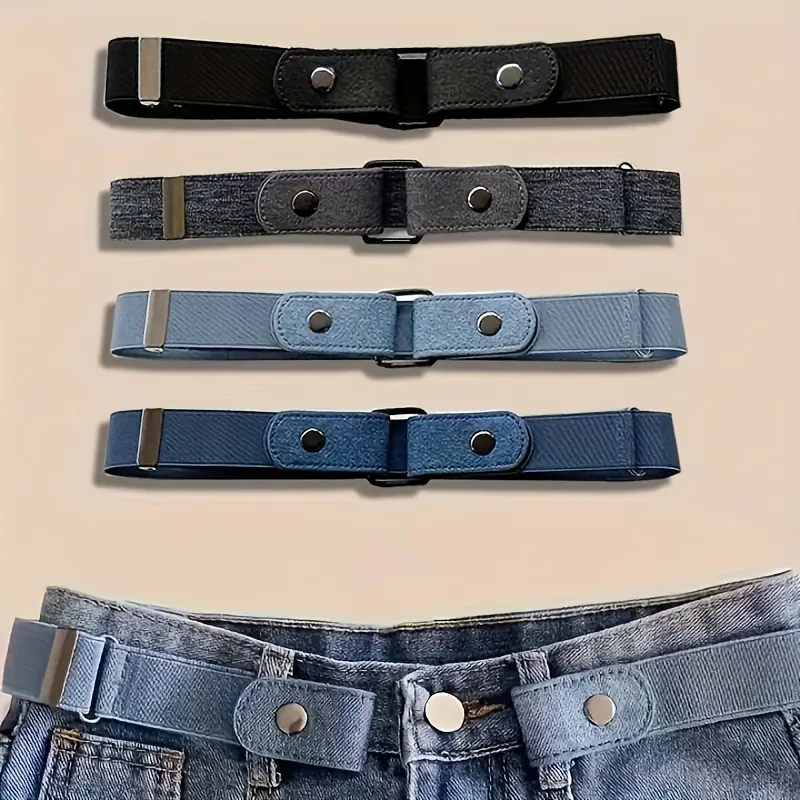 1/4Pcs Adjustable Elastic Invisible Waist Belt Buckle Free for Unisex Jeans Casual Comfortable Durable Non Slip Easy Wear
