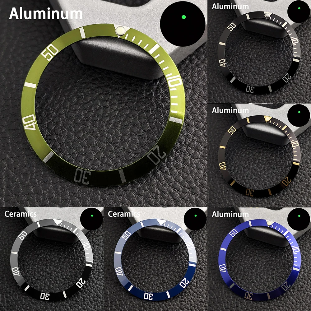 37.5mm*30.5mm Watch Bezel Fits Replaceable Mechanical Watch Case Parts Ceramics/Aluminun Bezel Watch Accessories