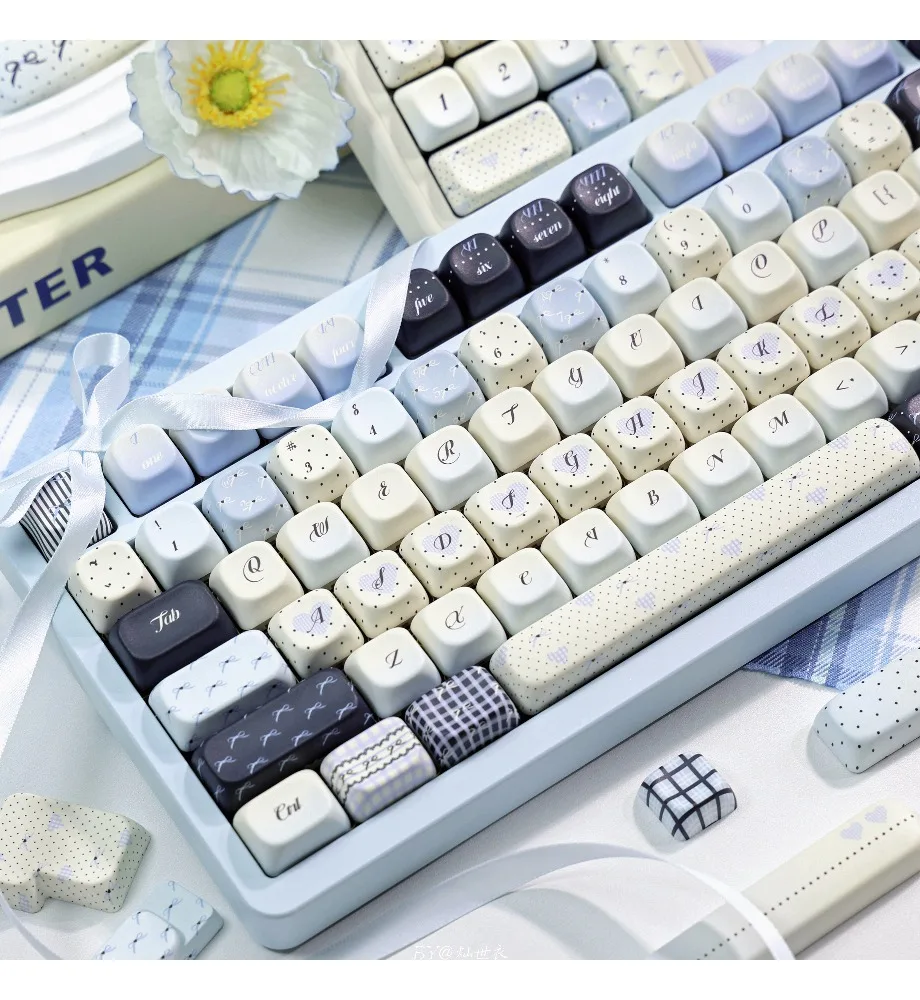 Sea salt polka dot SOA height Pbt full five-sided thermal sublimation customized mechanical keyboard keycaps literary keycaps