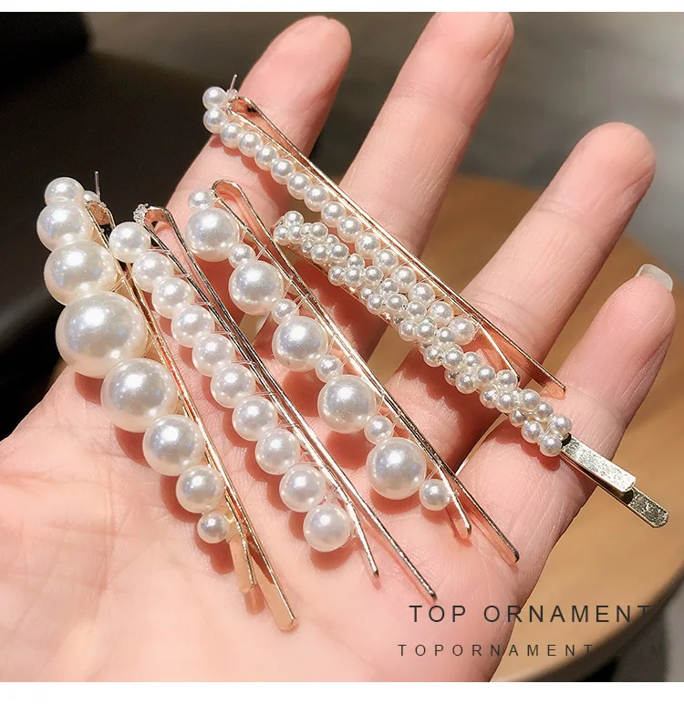 Korean Style Pearl Hair Clips Set New Handmade Side Bangs Flat Grips for Women Daily Outing Viral Elegant Hair Accessory