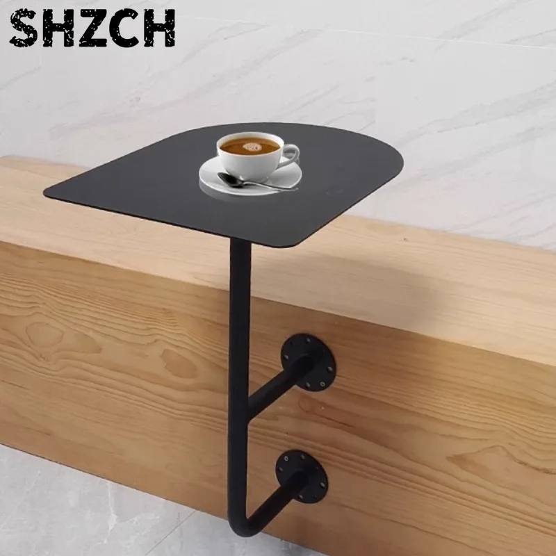 Modern Milk Tea Drink Shop Metal Dining Table Cafe Popular Wall-mounted Round Table Against Wall Space-saving Card Seat Table