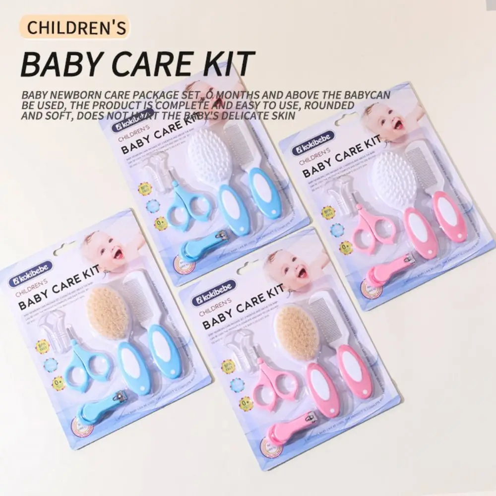 Gifts Soft Nylon Infant Care Set Round Tip Non-slip Handle Brush Comb Set Nail Clipper Care Kit