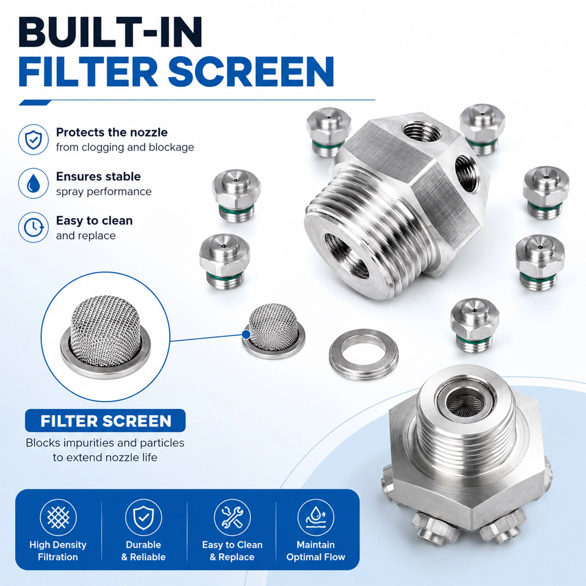 304 Stainless Steel High Pressure Water Mist Nozzle, Multi-head Centrifugal Fire Fighting Spray Head, 1/2" 3/4" Male Thread